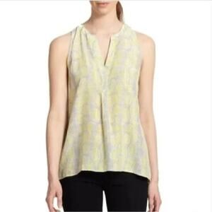 Joie Yellow & Gray Silk Snakeskin Print Sleeveless V-Neck Blouse Size S
